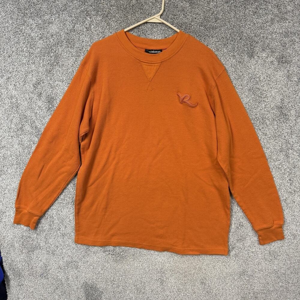 Rocawear Shirt Mens 3XL Thermal Waffle Knit Logo Streetwear Skate Y2K Layering